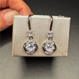 Gorgeous Cubic Zirconia in Sterling Silver Earrings. NEW in gift box.
